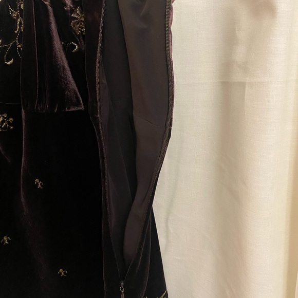 Brown Velvet Embroidered Top - Picture 5 of 8